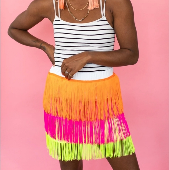 Neon Fringe Skirt - Picture 1 of 4